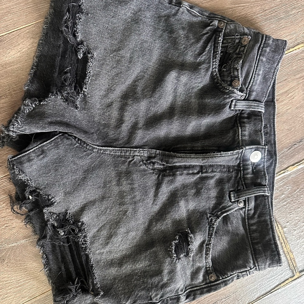 American Eagle Outfitters Black Jean Shorts Distressed